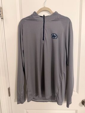 Penn State Gray Quarter-Zip Hooded Pullover